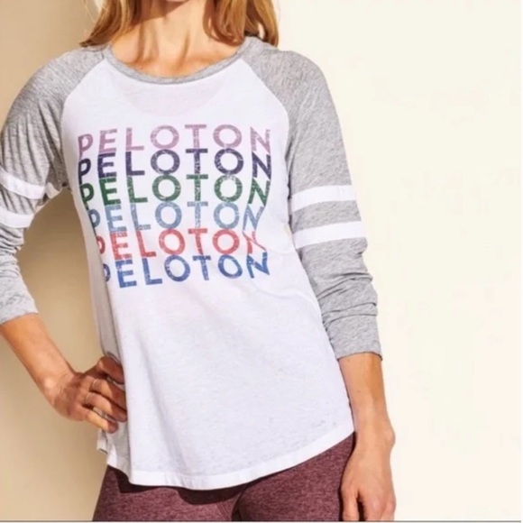 Peloton Raglan Sleeve Football Top Tee Workout - Picture 1 of 8
